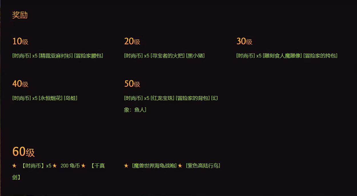 魔兽世界乌龟服硬核模式奖励每10级奖励介绍图2