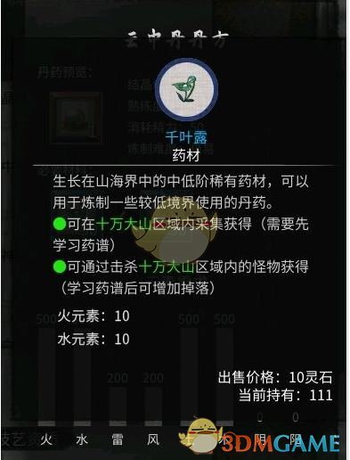 鬼谷八荒云中丹需要哪些材料 云中丹配方一览图1